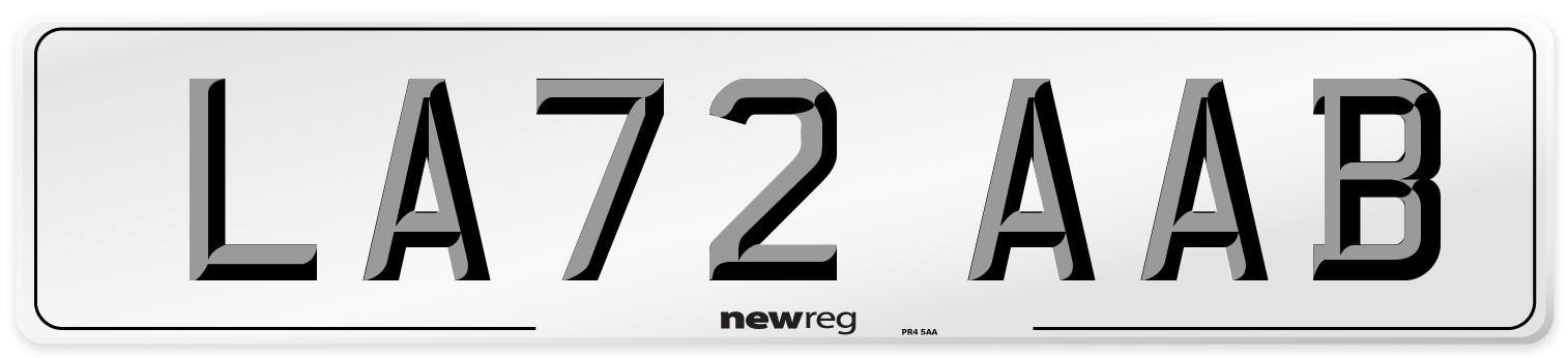 LA72 AAB Number Plate from New Reg